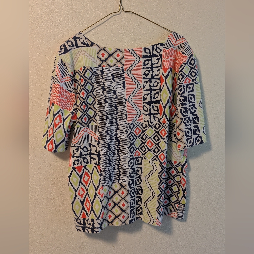 Ruby Rd. Colorful Geometric Women's Top - Picture 2 of 3